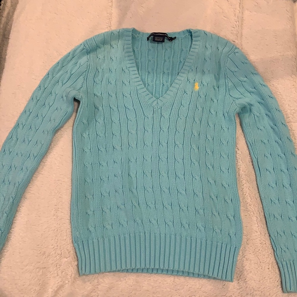 Ralph Lauren Sport - 100% Cotton V-Neck Sweater, Size Medium